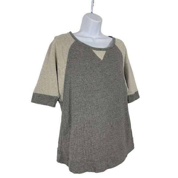 Calvin Klein Performance Womens Heather Gray & Beige Raglan Sleeve Top Medium - Picture 3 of 11
